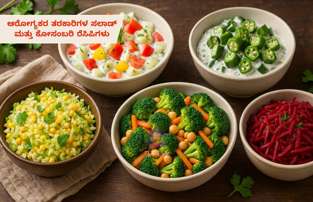 ಆರೋಗ್ಯಕರ ತರಕಾರಿಗಳ ಸಲಾಡ್ ಮತ್ತು ಕೋಸಂಬರಿ ರೆಸಿಪಿಗಳು